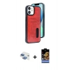 MARSİLYAN™- iPhone 11 Kılıf Yörünge Işık Serisi - Siyah Buffer Hayalet Cam Ekran Koruyucu + Pers Alüminyum Kamera Lens - GI
