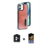MARSİLYAN™- iPhone 11 Kılıf Yörünge Işık Serisi - Siyah Buffer Hayalet Cam Ekran Koruyucu + PVD Metal Kamera Lens - MI