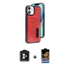 MARSİLYAN™- iPhone 11 Kılıf Yörünge Işık Serisi - Siyah Buffer Hayalet Cam Ekran Koruyucu + PVD Metal Kamera Lens - MI