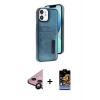 MARSİLYAN™- iPhone 11 Kılıf Yörünge Işık Serisi - Siyah Buffer Hayalet Cam Ekran Koruyucu + Raze Metal Kamera Lens - SH