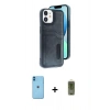 MARSİLYAN™- iPhone 11 Kılıf Yörünge Işık Serisi - Siyah Joko Magic 5D Hayalet Cam + Neon Fosforlu Kamera Lens - MI