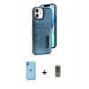 MARSİLYAN™- iPhone 11 Kılıf Yörünge Işık Serisi - Siyah Joko Magic 5D Hayalet Cam + Neon Fosforlu Kamera Lens - MI