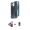 MARSİLYAN™- iPhone 11 Kılıf Yörünge Işık Serisi - Siyah Joko Magic 5D Hayalet Cam + Raze Metal Kamera Lens - SH