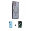 MARSİLYAN™- iPhone 11 Kılıf Zirve Doku Prime - Şeffaf 360 Full Body Arka Koruyucu + Neon Fosforlu Kamera Lens - MI
