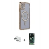 MARSİLYAN™- iPhone 11 Kılıf Zirve Doku Prime - Şeffaf 360 Full Body Arka Koruyucu + Pers Alüminyum Kamera Lens - YL