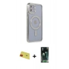 MARSİLYAN™- iPhone 11 Kılıf Zirve Doku Prime - Şeffaf 360 Full Body Arka Koruyucu + Rainbow Kamera Lens Koruma Cam - KI