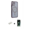 MARSİLYAN™- iPhone 11 Kılıf Zirve Doku Prime - Şeffaf 360 Full Body Arka Koruyucu + Renkli Kamera Lens Koruma Cam - SI