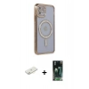 MARSİLYAN™- iPhone 11 Kılıf Zirve Doku Prime - Şeffaf 360 Full Body Arka Koruyucu + Renkli Kamera Lens Koruma Cam - SI