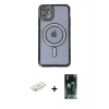 MARSİLYAN™- iPhone 11 Kılıf Zirve Doku Prime - Şeffaf 360 Full Body Arka Koruyucu + Renkli Kamera Lens Koruma Cam - SI