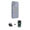 MARSİLYAN™- iPhone 11 Kılıf Zirve Doku Prime - Şeffaf 360 Full Body Arka Koruyucu + Kamera Lens Koruma Cam - SF