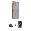 MARSİLYAN™- iPhone 11 Kılıf Zirve Doku Prime - Şeffaf 360 Full Body Arka Koruyucu + Kamera Lens Koruma Cam - SF