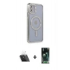 MARSİLYAN™- iPhone 11 Kılıf Zirve Doku Prime - Şeffaf 360 Full Body Arka Koruyucu + Kamera Lens Koruma Cam - SF