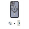 MARSİLYAN™- iPhone 11 Kılıf Zirve Doku Prime - Şeffaf Pasifik Cam Ekran Koruyucu + Pers Alüminyum Kamera Lens - GI