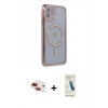 MARSİLYAN™- iPhone 11 Kılıf Zirve Doku Prime - Şeffaf Pasifik Cam Ekran Koruyucu + Pers Alüminyum Kamera Lens - KI