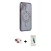 MARSİLYAN™- iPhone 11 Kılıf Zirve Doku Prime - Şeffaf Pasifik Cam Ekran Koruyucu + Pers Alüminyum Kamera Lens - KI