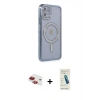 MARSİLYAN™- iPhone 11 Kılıf Zirve Doku Prime - Şeffaf Pasifik Cam Ekran Koruyucu + Pers Alüminyum Kamera Lens - KI