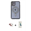 MARSİLYAN™- iPhone 11 Kılıf Zirve Doku Prime - Şeffaf Pasifik Cam Ekran Koruyucu + Pers Alüminyum Kamera Lens - KI