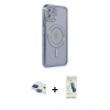 MARSİLYAN™- iPhone 11 Kılıf Zirve Doku Prime - Şeffaf Pasifik Cam Ekran Koruyucu + Pers Alüminyum Kamera Lens - LT
