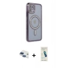 MARSİLYAN™- iPhone 11 Kılıf Zirve Doku Prime - Şeffaf Pasifik Cam Ekran Koruyucu + Pers Alüminyum Kamera Lens - LT