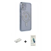 MARSİLYAN™- iPhone 11 Kılıf Zirve Doku Prime - Şeffaf Pasifik Cam Ekran Koruyucu + Renkli Kamera Lens Koruma Cam - PE