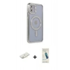 MARSİLYAN™- iPhone 11 Kılıf Zirve Doku Prime - Şeffaf Pasifik Cam Ekran Koruyucu + Renkli Kamera Lens Koruma Cam - SI