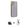 MARSİLYAN™- iPhone 11 Kılıf Zirve Doku Prime - Şeffaf Pasifik Cam Ekran Koruyucu + Kamera Lens Koruma Cam - SF