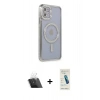 MARSİLYAN™- iPhone 11 Kılıf Zirve Doku Prime - Şeffaf Pasifik Cam Ekran Koruyucu + Kamera Lens Koruma Cam - SF