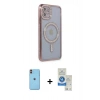 MARSİLYAN™- iPhone 11 Kılıf Zirve Doku Prime - Şeffaf Royal Nano Ekran Koruyucu + Neon Fosforlu Kamera Lens - TU