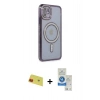 MARSİLYAN™- iPhone 11 Kılıf Zirve Doku Prime - Şeffaf Royal Nano Ekran Koruyucu + Rainbow Kamera Lens Koruma Cam - KI