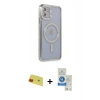 MARSİLYAN™- iPhone 11 Kılıf Zirve Doku Prime - Şeffaf Royal Nano Ekran Koruyucu + Rainbow Kamera Lens Koruma Cam - KI