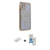 MARSİLYAN™- iPhone 11 Kılıf Zirve Doku Prime - Şeffaf Royal Nano Ekran Koruyucu + Renkli Kamera Lens Koruma Cam - TU