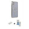 MARSİLYAN™- iPhone 11 Kılıf Zirve Doku Prime - Şeffaf Royal Nano Ekran Koruyucu + Renkli Kamera Lens Koruma Cam - TU