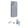 MARSİLYAN™- iPhone 11 Kılıf Zirve Doku Prime - Şeffaf Royal Nano Ekran Koruyucu + Renkli Kamera Lens Koruma Cam - TU