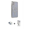 MARSİLYAN™- iPhone 11 Kılıf Zirve Doku Prime - Şeffaf Uv Polymer Nano Ekran Koruyucu + Pers Alüminyum Kamera Lens - LT