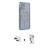 MARSİLYAN™- iPhone 11 Kılıf Zirve Doku Prime - Şeffaf Uv Polymer Nano Ekran Koruyucu + Pers Alüminyum Kamera Lens - LT