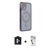 MARSİLYAN™- iPhone 11 Kılıf Zirve Doku Prime - Şeffaf Uv Polymer Nano Ekran Koruyucu + PVD Metal Kamera Lens - MI