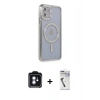 MARSİLYAN™- iPhone 11 Kılıf Zirve Doku Prime - Şeffaf Uv Polymer Nano Ekran Koruyucu + PVD Metal Kamera Lens - MI