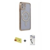 MARSİLYAN™- iPhone 11 Kılıf Zirve Doku Prime - Şeffaf Uv Polymer Nano Ekran Koruyucu + Rainbow Kamera Lens Koruma Cam - KI