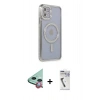 MARSİLYAN™- iPhone 11 Kılıf Zirve Doku Prime - Şeffaf Uv Polymer Nano Ekran Koruyucu + Raze Metal Kamera Lens - KI