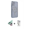 MARSİLYAN™- iPhone 11 Kılıf Zirve Doku Prime - Şeffaf Uv Polymer Nano Ekran Koruyucu + Raze Metal Kamera Lens - KI