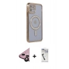 MARSİLYAN™- iPhone 11 Kılıf Zirve Doku Prime - Şeffaf Uv Polymer Nano Ekran Koruyucu + Raze Metal Kamera Lens - SH