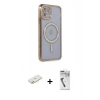 MARSİLYAN™- iPhone 11 Kılıf Zirve Doku Prime - Şeffaf Uv Polymer Nano Ekran Koruyucu + Renkli Kamera Lens Koruma Cam - TU