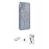 MARSİLYAN™- iPhone 11 Kılıf Zirve Doku Prime - Şeffaf Uv Polymer Nano Ekran Koruyucu + Renkli Kamera Lens Koruma Cam - TU