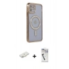 MARSİLYAN™- iPhone 11 Kılıf Zirve Doku Prime - Şeffaf Uv Polymer Nano Ekran Koruyucu + Renkli Kamera Lens Koruma Cam - YL