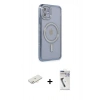MARSİLYAN™- iPhone 11 Kılıf Zirve Doku Prime - Şeffaf Uv Polymer Nano Ekran Koruyucu + Renkli Kamera Lens Koruma Cam - YL