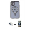 MARSİLYAN™- iPhone 11 Kılıf Zirve Doku Prime - Siyah 34D Hayalet Izgaralı Cam + Pers Alüminyum Kamera Lens - LT