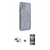 MARSİLYAN™- iPhone 11 Kılıf Zirve Doku Prime - Siyah 34D Hayalet Izgaralı Cam + Pers Alüminyum Kamera Lens - LT