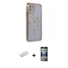 MARSİLYAN™- iPhone 11 Kılıf Zirve Doku Prime - Siyah 34D Hayalet Izgaralı Cam + Renkli Kamera Lens Koruma Cam - SI
