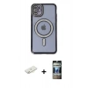 MARSİLYAN™- iPhone 11 Kılıf Zirve Doku Prime - Siyah 34D Hayalet Izgaralı Cam + Renkli Kamera Lens Koruma Cam - SI