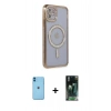 MARSİLYAN™- iPhone 11 Kılıf Zirve Doku Prime - Siyah 360 Mat Full Body Arka Koruyucu + Neon Fosforlu Kamera Lens - MI